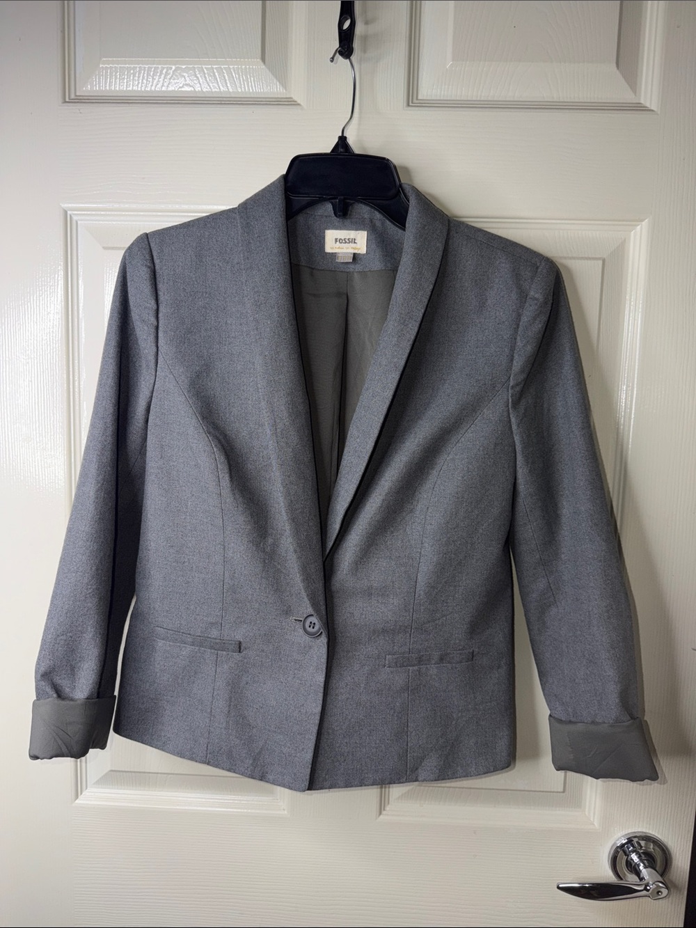Fossil Women's Gray Single-Button Blazer Jacket